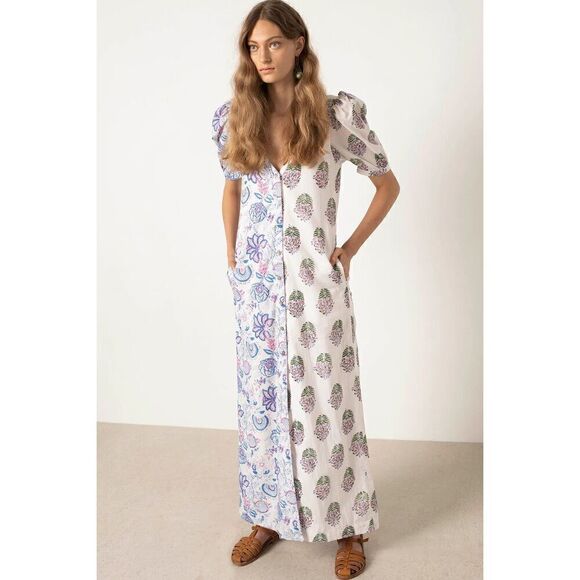 NWT Alix of Bohemia Fifty Fifty Bloom Floral Dress Button Front Size L - Picture 2 of 9